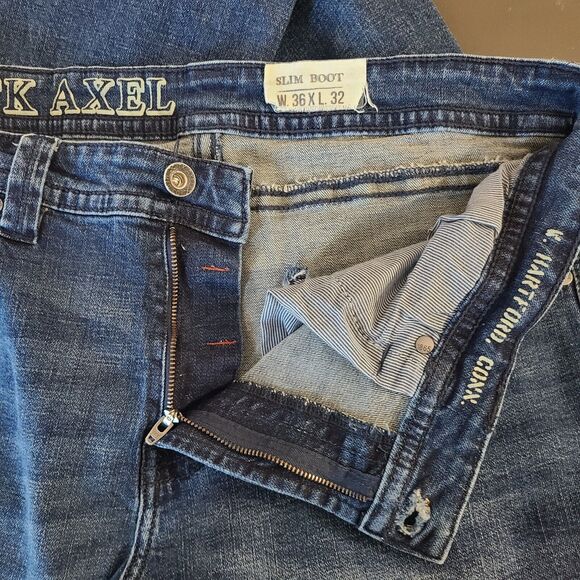 TK Axel Slim Boot Newcastle Men's Jeans Dark Wash 36 X 32 - Picture 5 of 9